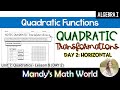 Exploring Horizontal Translations and Vertical Stretches in Quadratic Transformations