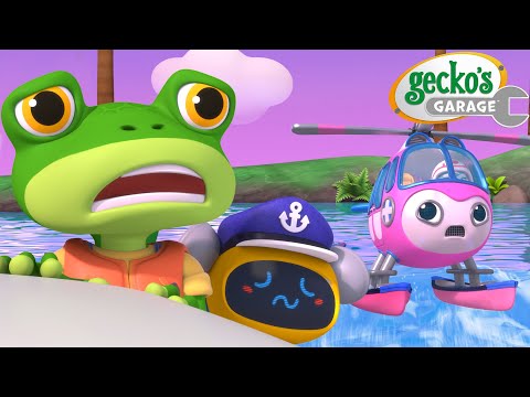 Watch Out! Helicopter Lake Crash | Gecko's Garage | Trucks For Children | Cartoons For Kids