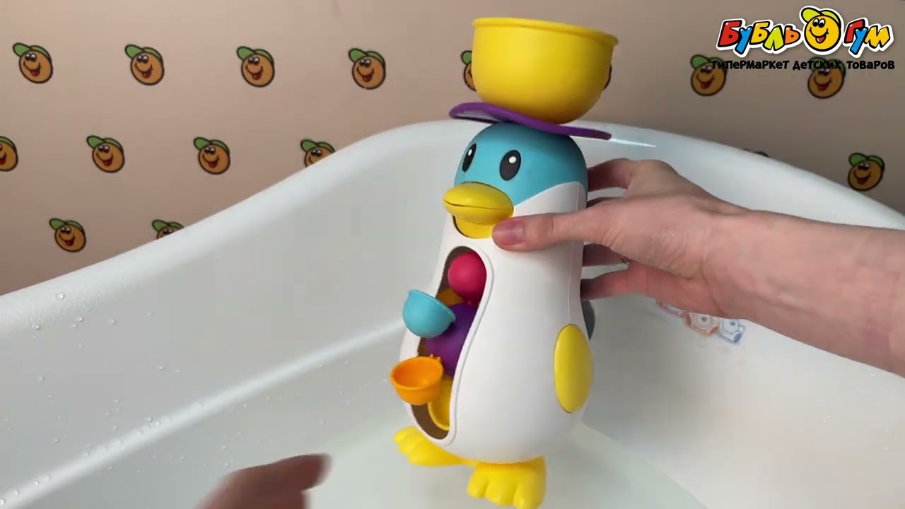 Игрушка для ванны Пингвин с водяной мельницей - видео Игрушка для ванны Пингвин с водяной мельницей - видео