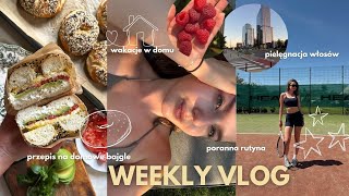WEEKLY VLOG | moja poranna rutyna | wakacje w domu | piekę bajgle | pielegnacja włosów