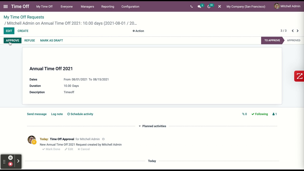 Odoo Timeoff Module | 13.07.2021

In every organization, one of the most crucial jobs is leave management. Unless you correctly handle your employees' or staff's ...