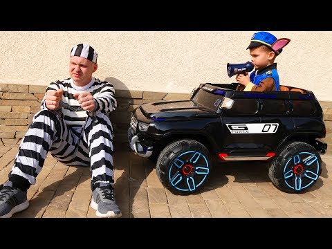 The Man take power wheels AMG Jeep - Paw Patrol catching a man