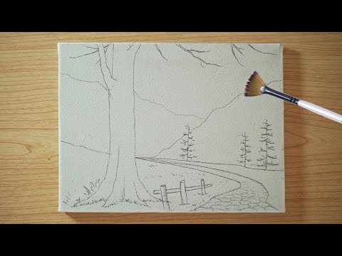 Painting a Peaceful Forest Path/ Satisfying Acrylic Tutorial ✨