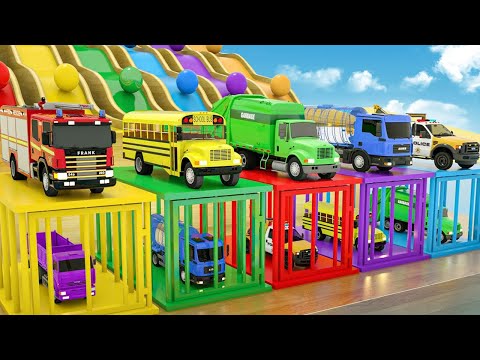 🕰️Hickory Dickory Dock, 🦈Baby Shark Song - Police Car, Fire Truck, Excavator & More | Nursery Rhymes