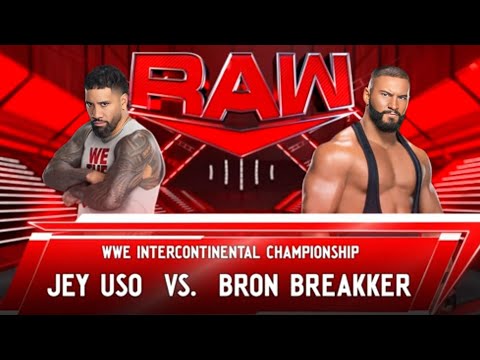 WWE 2K24 Jey Uso vs Bron Breakker for intercontinental championship Match on raw