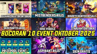 BOCORAN 10 EVENT GRATISAN BULAN OKTOBER 2025! SKIN COLLETOR OKTOBER,MISTBENDERS, BOUNTY HUNTER,MLBB