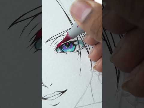 ANIME EYE Drawing - color pencil and sketch markers 【イラストメイキング】