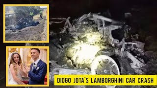 REAL VIDEO FOOTAGE of Diogo Jota's Lamborghini car BURNING after CRASH in Spain Raod 💔
