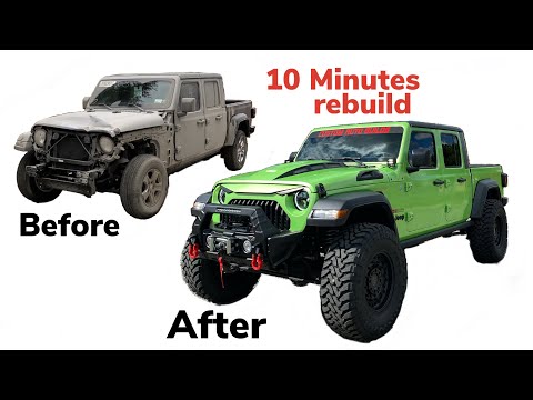 REBUILDING A WRECKED 2020 JEEP GLADIATOR IN 10 MINUTES