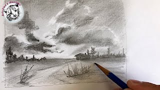 Como Dibujar un Paisaje Super Facil con 1 lapiz  y muchos Tips de sombreado