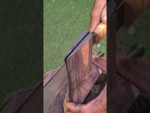 คลิปที่4/4จบ ทำด้ามขวานโค้งทรงหกเหลี่ยมจากไม้กระพี้เขาควาย #diy#งานไม้