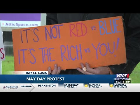 YouTube video thumbnail: Protesters Hold May Day Demonstration in Bay St. Louis