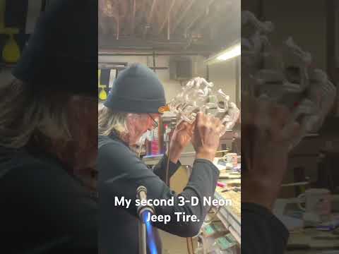 Welding my second 3-D Neon Jeep tire.