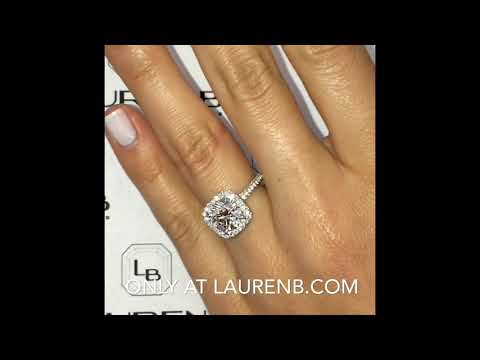2 ct Round Diamond in Cushion Halo w/Three Row Band