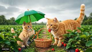 Mama Cat Falls Harvest Strawberry, Fishing, Daily life vlog 🐾🐱🐱