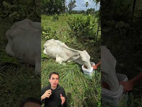 Caldo de cana com água para levantar boi fraco na fazenda #agro #pecuaria