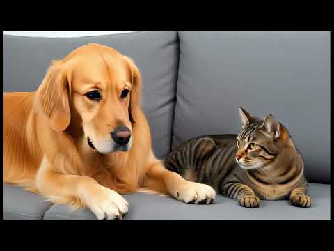Golden Retriever Makes Sure Tiny Chicken is Safe from the Cat