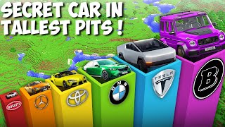 I Found ALL SIZE TALLEST PITS with SECRET CARS in Minecraft ! SECRET PASSAGE WITH NEW CARS !