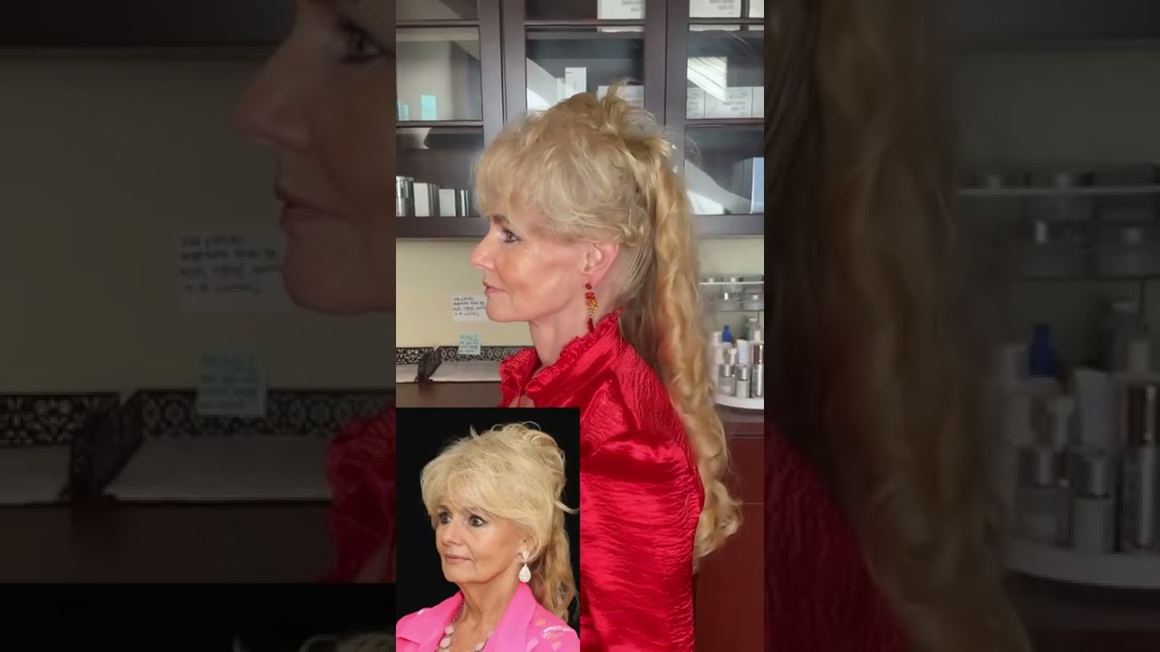 Woman with stylish hair in a salon setting.