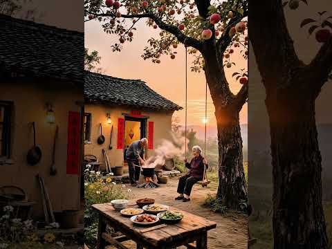 Grandma on a Swing While Grandpa Cooks Outside | Peaceful Village Afternoon #villagelife  #rurallife