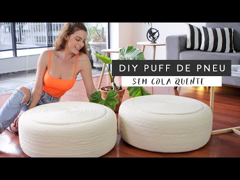 DIY Puff de Pneu SEM Cola quente! - Decorando a Sala 02