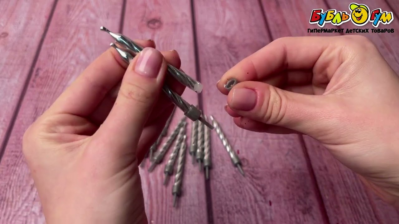 Свечи серебряные с держателями 12шт 6см - видео