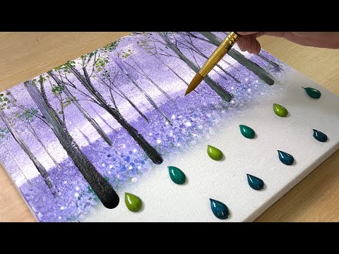 Lavender Flower Forest / Easy Acrylic Painting Technique