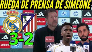 SIMEONE en conferencia de prensa | Derrota 3-2 Real Madrid Y VINICIUS declaraciones Y ARBELOA en