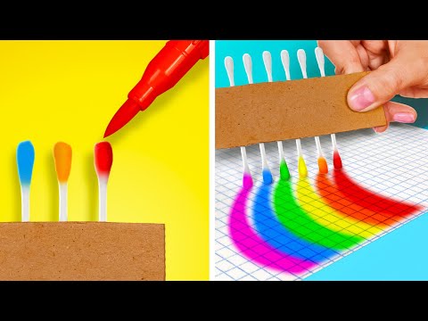 PARENTING HACKS AND GADGETS 📦 Paint & Draw Like a Pro 🎨 School Cardboard Crafts by 123 GO