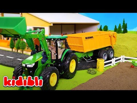 Toy Tractors for Kids 🚜 Farm Trucks & Tractors for Toddlers | Educational Farming Video | Kidibli