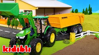 Toy Tractors for Kids 🚜 Farm Trucks & Tractors for Toddlers | Educational Farming Video | Kidibli