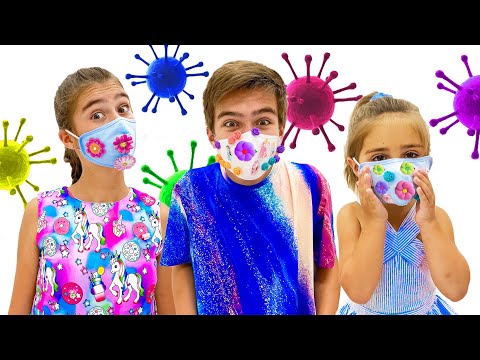 Настя и Мия шьёт красивые маски для Артёма