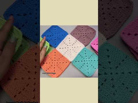 Granny square crochet tote bag. #crochet #diycrochê #easycrochet #crochetbag #howtocrochet