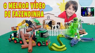 Fazendinha do Felipe Canopf - O novo Caminhão de lego| homem intergaláctico salva vaca cavalos e boi