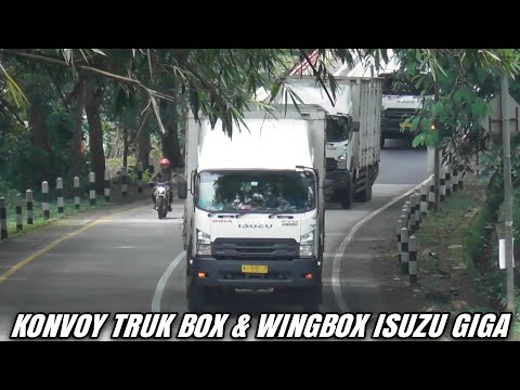 Tiap Hari Lewat Tanjakan Batununggul, Konvoy Truk Wingbox & Box Isuzu Giga Semua Nanjak Merayap