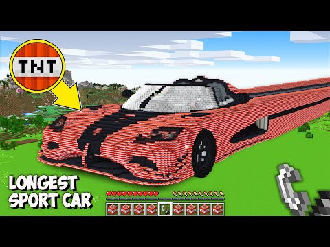 This is THE LONGEST TNT CAR in Minecraft! I found THE BIGGEST SPORT CAR of 999.999 TNT!