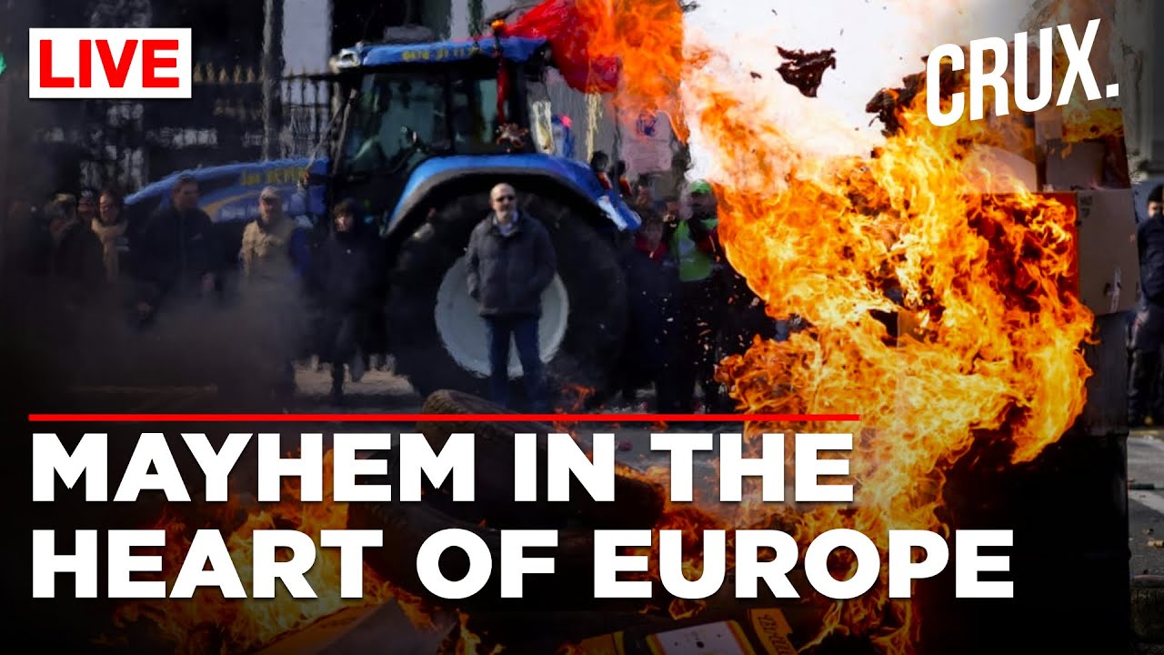 Tractors Vs Water Cannons | Angry Farmers Target EU Parliament In Brussels In Major Protest