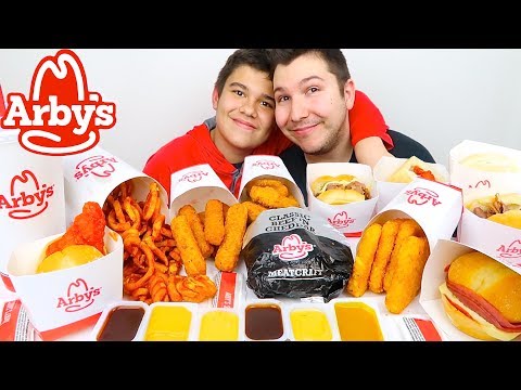 My Little Brother Tries Arby's For The First Time • MUKBANG