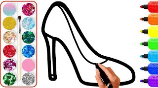How to draw step by step high Heels, Easy drawing and coloring high Heels for Children