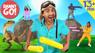 Drum-Along Dance Party! 🦖🥁 🦍 Beats, Patterns & Memory Compilation | Danny Go! Songs for Kids