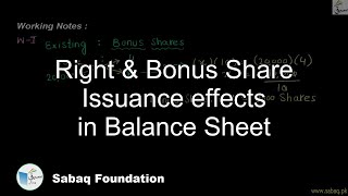 Right & Bonus Share Issuance effects in Balance Sheet