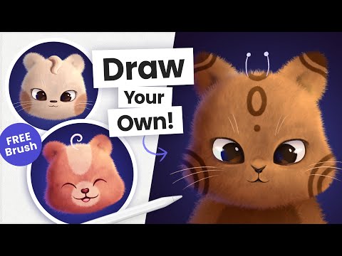 Draw Cute Fluffy Animals in Procreate ✨ Beginner-Friendly Tutorial + Free Brush!