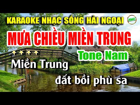 Mưa Chiều Miền Trung Karaoke Nhạc Sống Tone Nam Dễ Hát | Nhạc Sống Minh Công