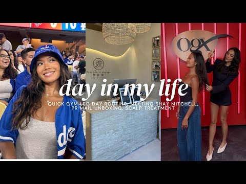 VLOG: meeting Shay Mitchell, quick gym workout, unboxing PR mail, Dodgers game with friends!