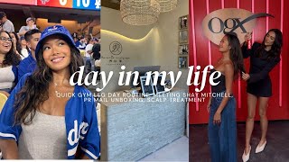 VLOG: meeting Shay Mitchell, quick gym workout, unboxing PR mail, Dodgers game with friends!