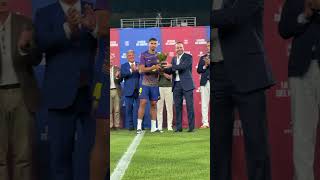Trophy ceremony! 🏆 #fcbarcelona #football #shorts