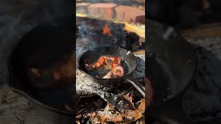 Makin bacon… #castironcooking #campcooking #castironskillet