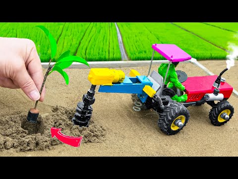 diy tractor making hole digger machine for planting science project @sunfarming7533