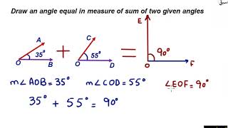 Draw an angle equal in measure of sum of two given angles