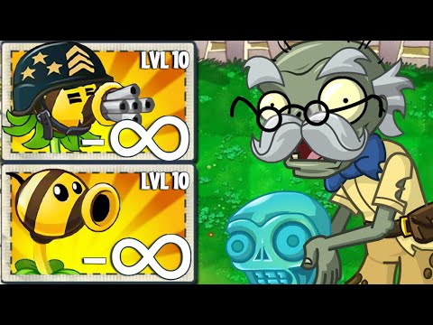 PvZ 2 Challenge   1 Plant POWER UP INFINITE! Vs 100 Turquoise Skull Zombies Level 15